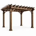 Pérgola de madera de pino tratada marrón 300x400x250 cm