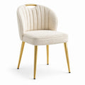 Silla de Tela Beige con Patas de Metal Dorado