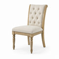 Silla de madera con tapizado en lino beige