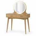 Tocador de madera de roble con espejo LED