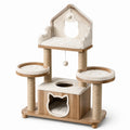 Árbol para gatos de madera y felpa beige