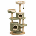 Árbol para gatos de madera y felpa verde con casas cilíndricas, 120 cm
