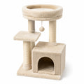 Árbol rascador para gatos con estructura de madera MDF, tapizado de felpa, beige
