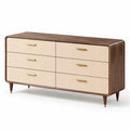 Cómoda de madera de nogal con 6 cajones beige