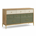 Cómoda de Madera con Cajones Verdes y Blancos, 140x40x90 cm