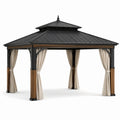 Pérgola de metal con cortinas poliéster 300x400 cm