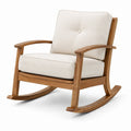 Silla mecedora de madera con cojines de tela beige
