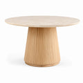 Mesa redonda de mármol y madera de roble de 120 cm